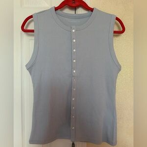 Abercrombie & Fitch Light Blue Sleeveless Button-Down Top